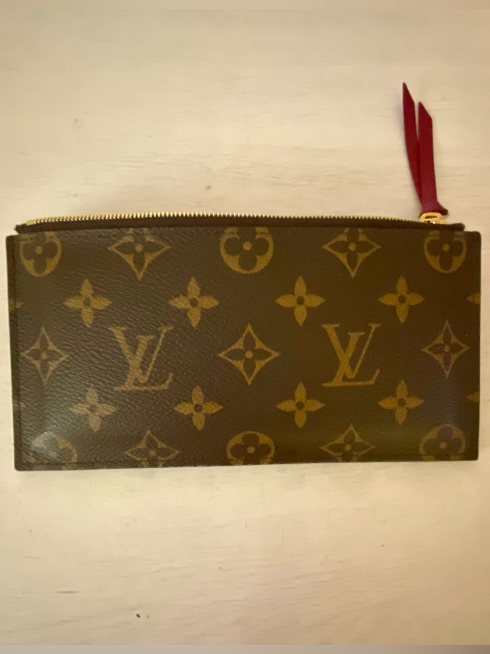 LOUIS VUITTON | Monogram Felicie Chain Wallet Zippered Insert Fuchsia